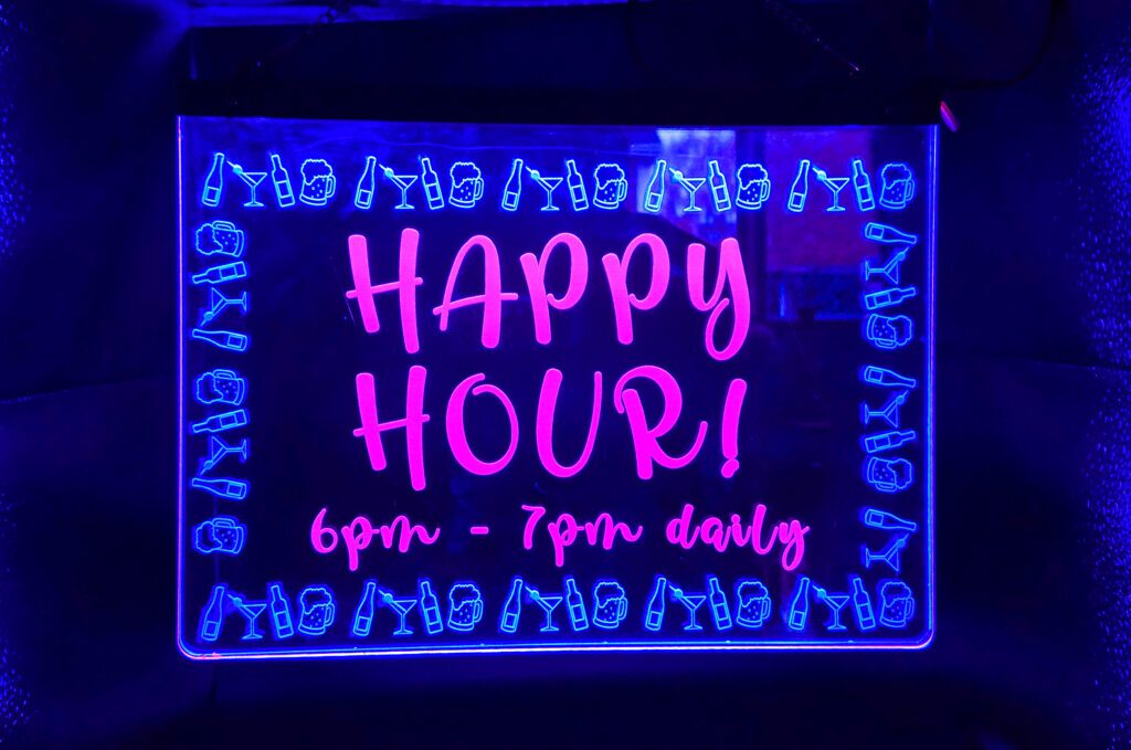 Two-colour illuminated acrylic sign