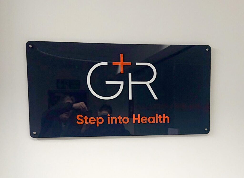 Gait + Rehab reception sign