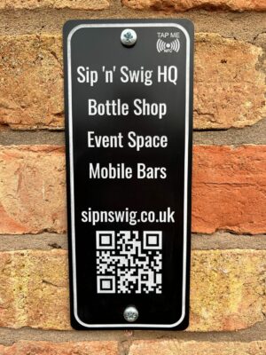 Acrylic laminate sign, black on white